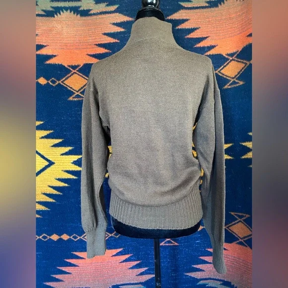 Vintage Unisex Military Issue Olive Brown Wool Button top Sweater!